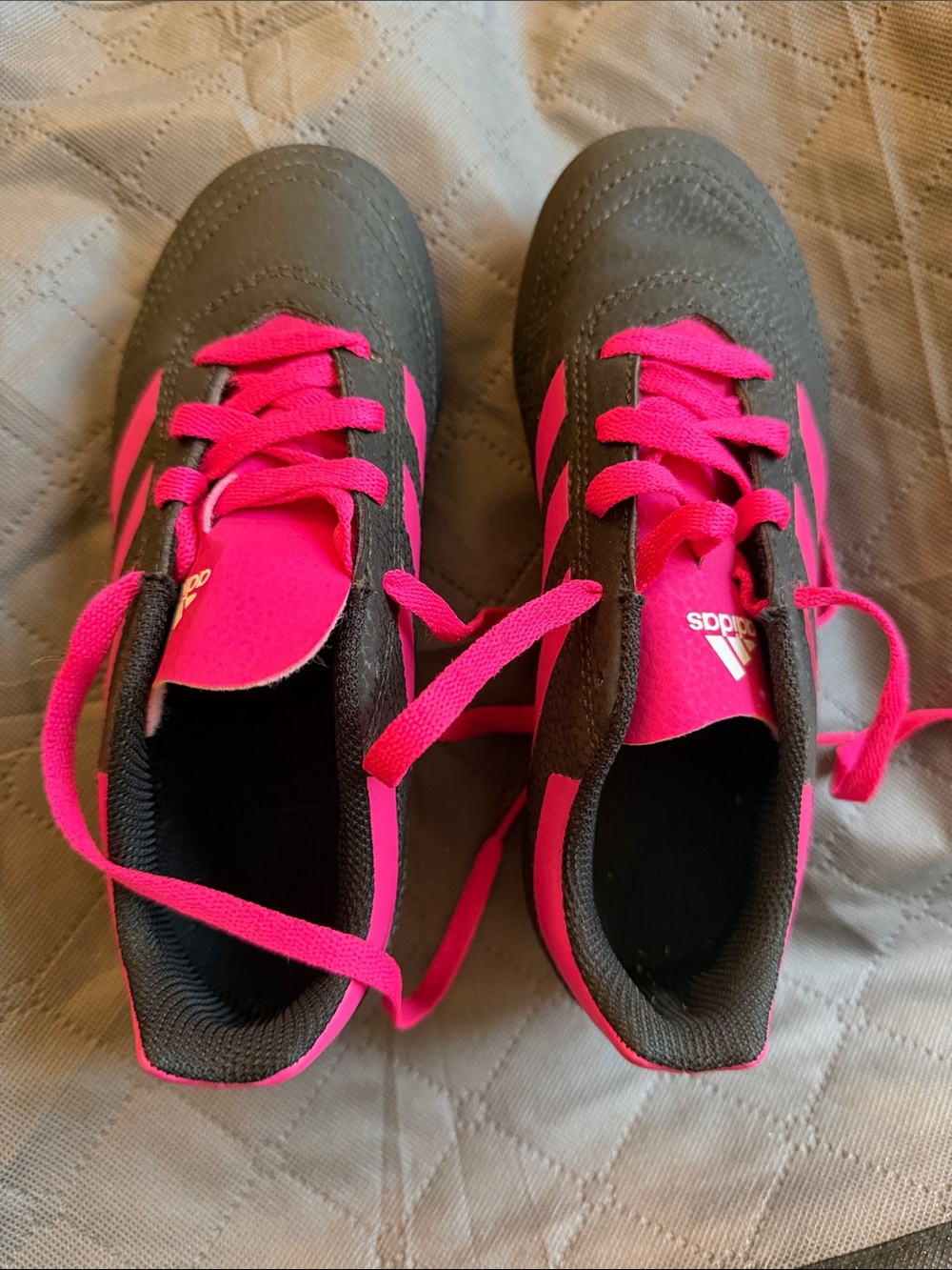 adidas Kids Black and Hot Pink soccer cleats
